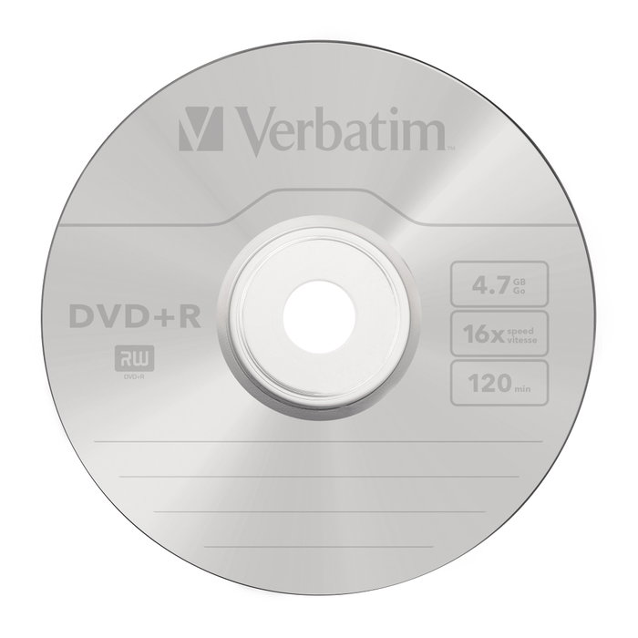 Verbatim DVD-R 4,7 GB 16x, 100 unidades, plata mate